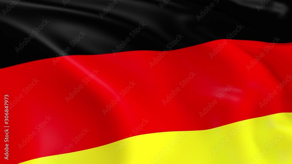 Photo realistic slow motion 4KHD flag of the Germany waving in the wind. Seamless loop animation with highly detailed fabric texture in 4K resolution. Photo realistic slow motion 4KHD flag of the Germany waving in the wind. Seamless loop animation with highly detailed fabric texture in 4K resolution.