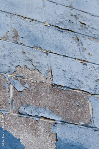 Blue wall with chipped paint texture. -Photo by Chris Korsak