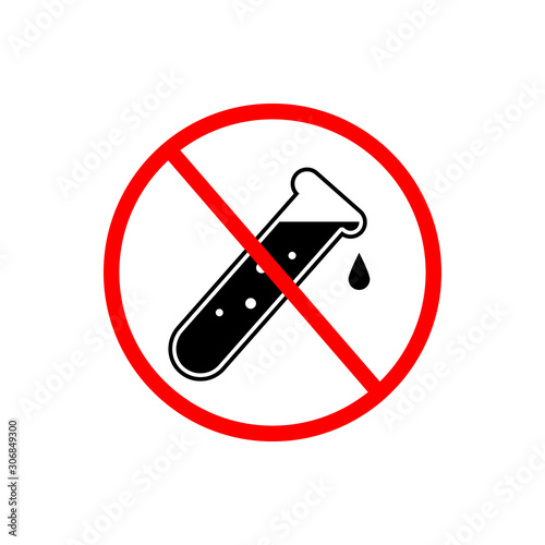 Forbidden sign with Chemical test tube. Vector illustration