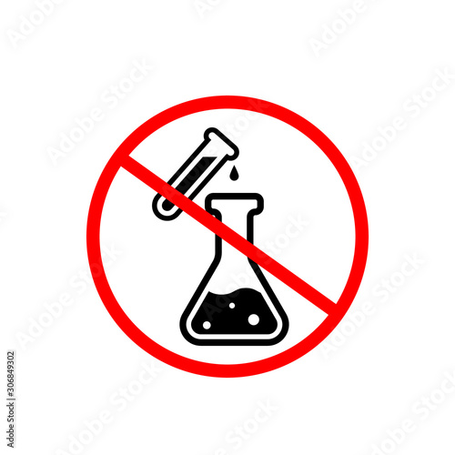 Forbidden sign with Chemical test tube. Vector illustration