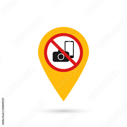 Photo and phone forbidden warning sign vector illustration on white background