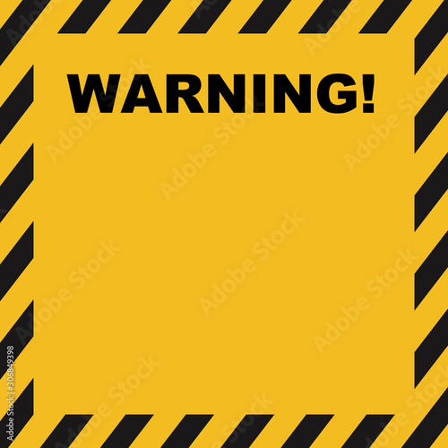 Black and yellow warning line striped rectangular background. Vector