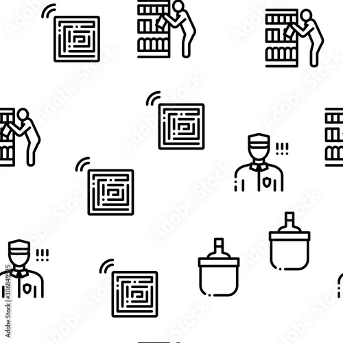 Shoplifting Seamless Pattern Vector Thin Line. Illustrations