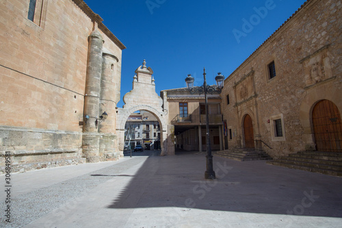 San Clemente town in Cuenca Castile La Mancha Spain on March 2  2019  The roman arch.