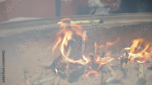 Sensoji Temple, Purifying, Incense Burning, Incense Sticks, Big Flame, Slow photo