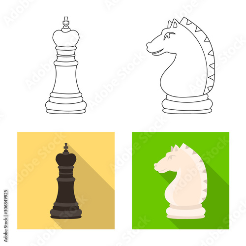 Vector design of checkmate and thin sign. Collection of checkmate and target vector icon for stock.