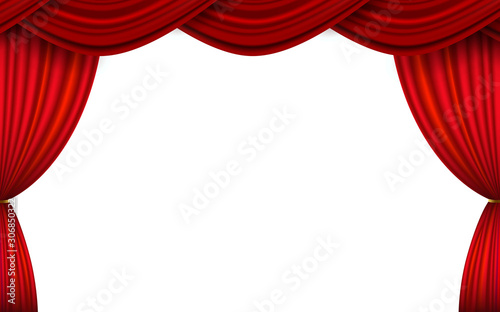red curtain on the white background