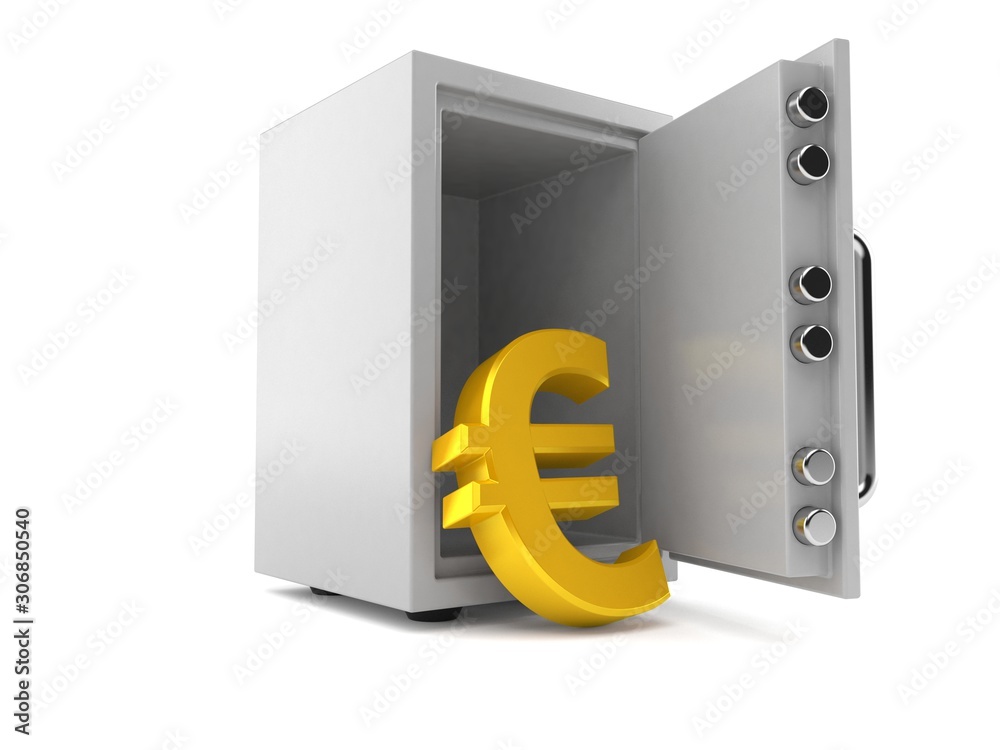 Euro currency inside safe - obrazy, fototapety, plakaty 