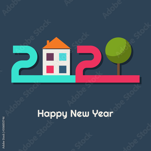 Happy New Year 2020 Abstract Greeting Card