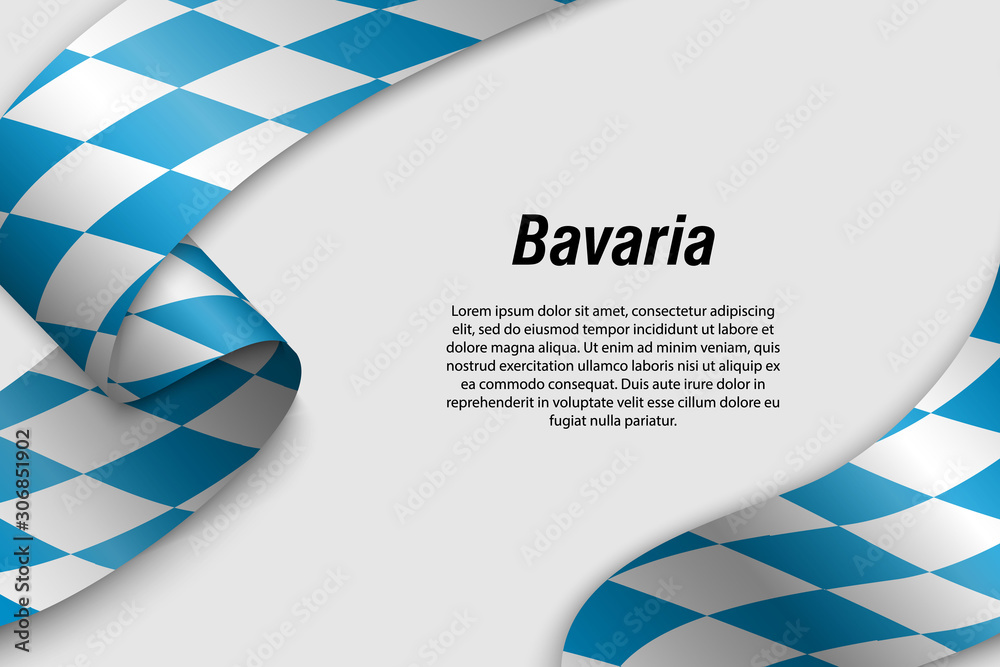 Waving ribbon or banner with flag State of Germany