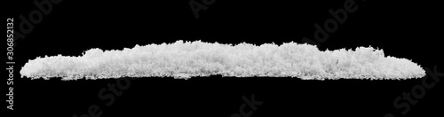 Fotografia pile of fluffy white snow isolated on a black background.