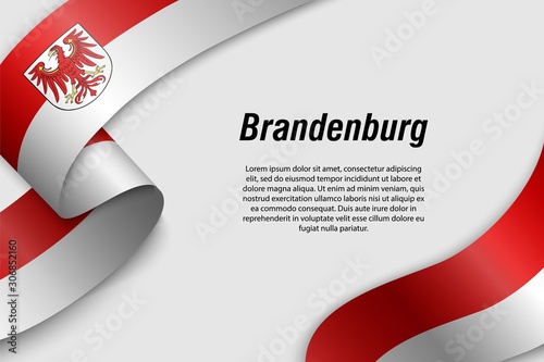 Waving ribbon or banner with flag State of Germany