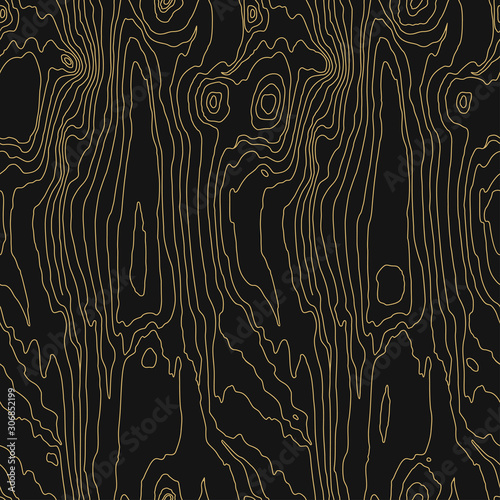 Wood grain black texture. Seamless wooden pattern. Abstract line background. Vector illustration