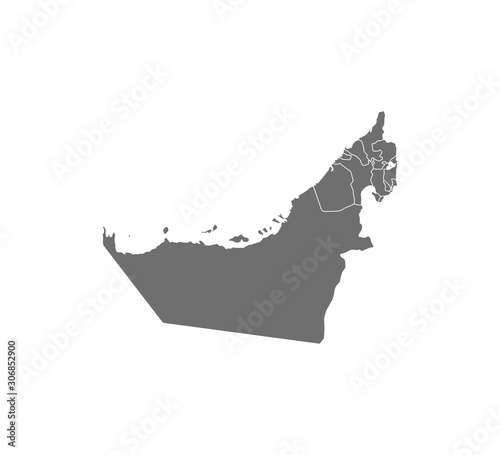 UAE Map, states border map. Vector illustration.