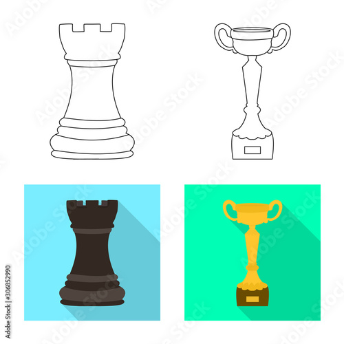 Isolated object of checkmate and thin logo. Collection of checkmate and target stock symbol for web.