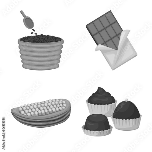 Vector illustration of dessert and sweetness logo. Set of dessert and product stock symbol for web.