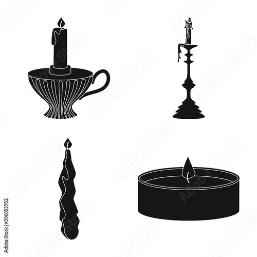 Isolated object of candlelight and decoration logo. Set of candlelight and wax vector icon for stock.
