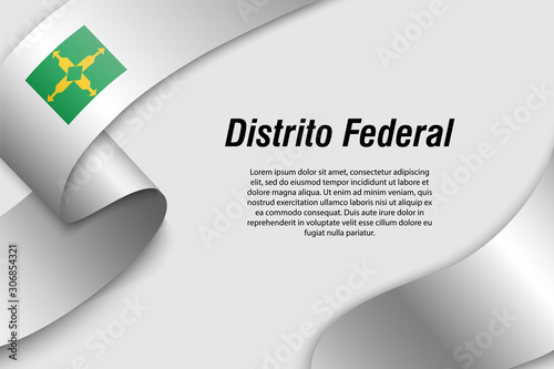 Waving ribbon or banner with flag