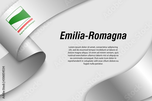Waving ribbon or banner with flag Region of Italy