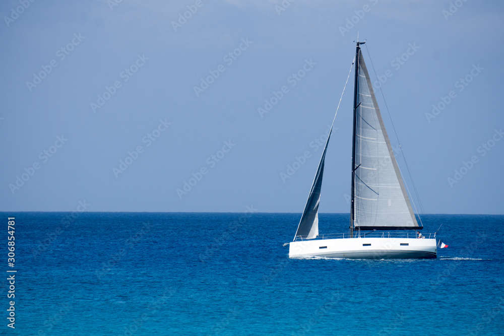 Sailing Turquoise Mediterranean sea Formentera island Spain