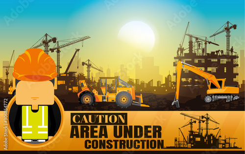 	 Construction silhouette vector background.	