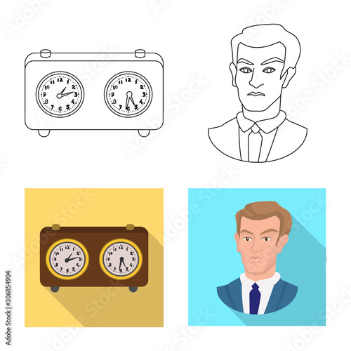 Vector design of checkmate and thin sign. Set of checkmate and target stock vector illustration.