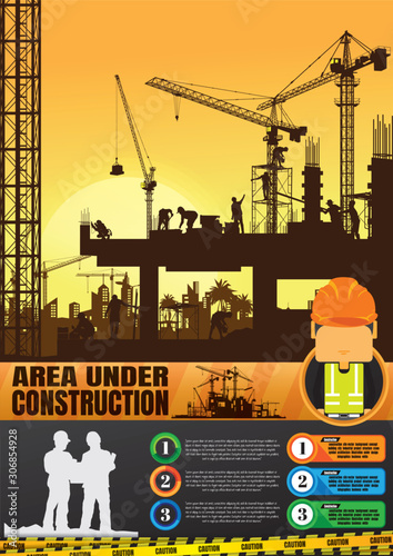 	 Construction silhouette vector background.	