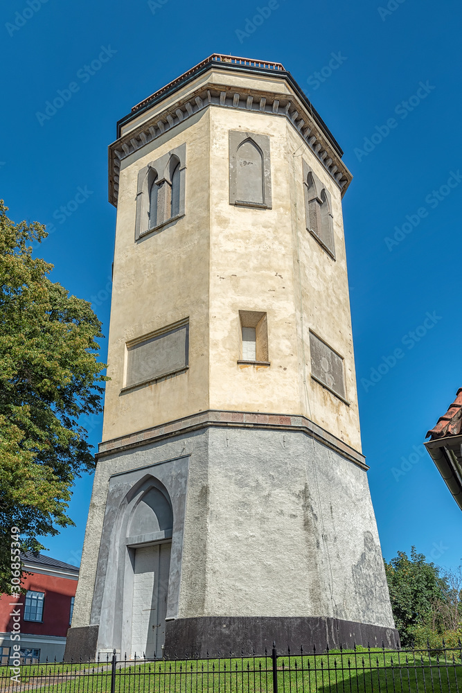 Karlshamn Karl Gustavs Church Belltower Facade at Corner