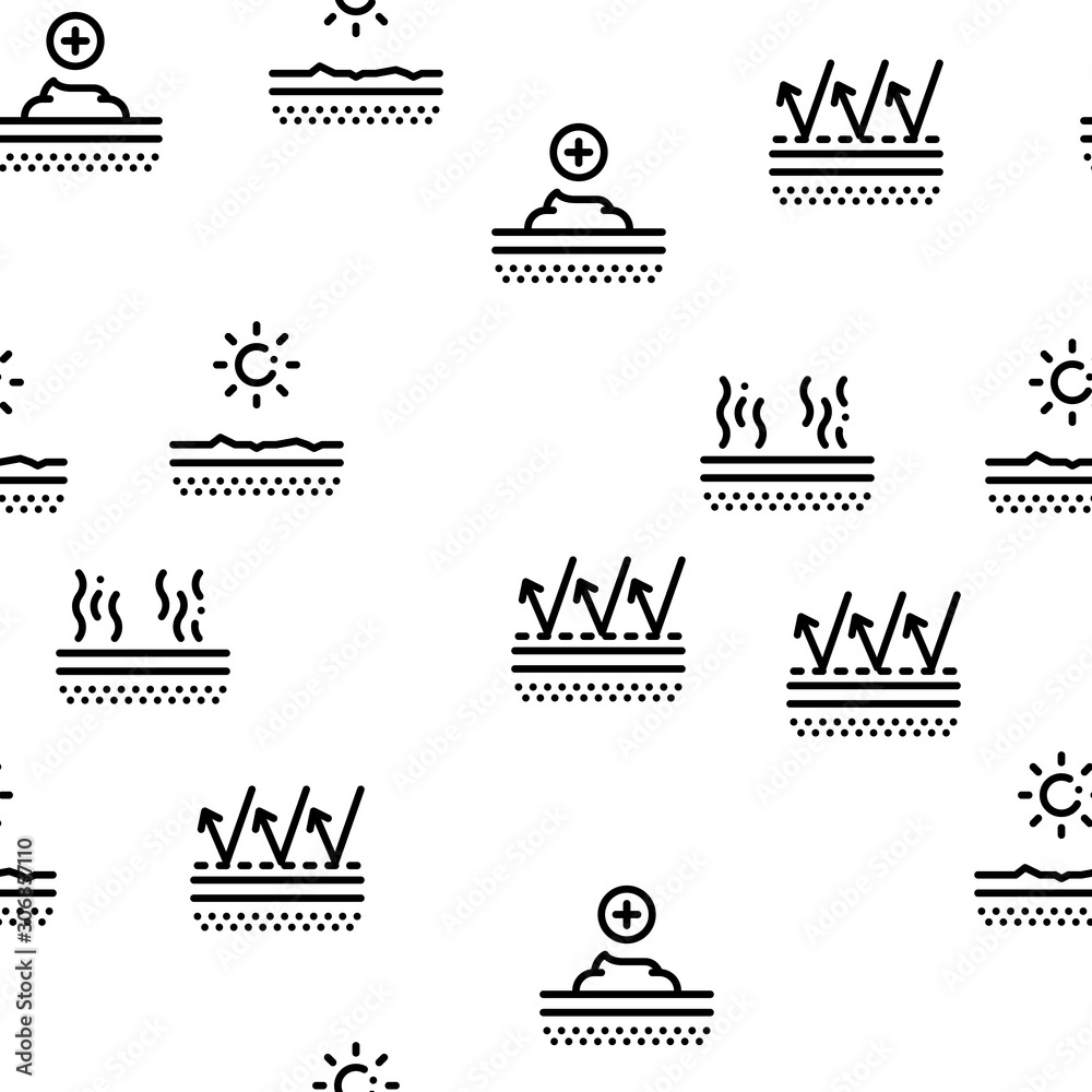 Sunscreen Seamless Pattern Vector Thin Line. Illustrations Sunscreen Seamless Pattern Vector Thin Line. Illustrations