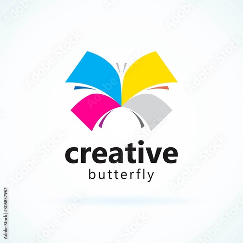 Butturfly colored fly blank logo icon