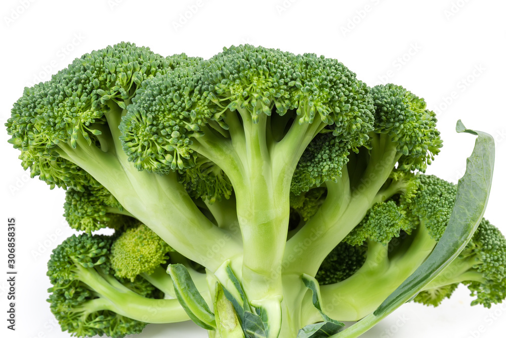 Fresh broccoli on a white background close-up Fresh broccoli on a white background close-up
