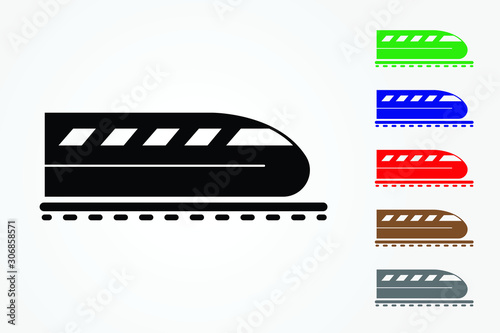 Modern speedy train on rail using many colors on white background vector illustration to mean fast delivery system