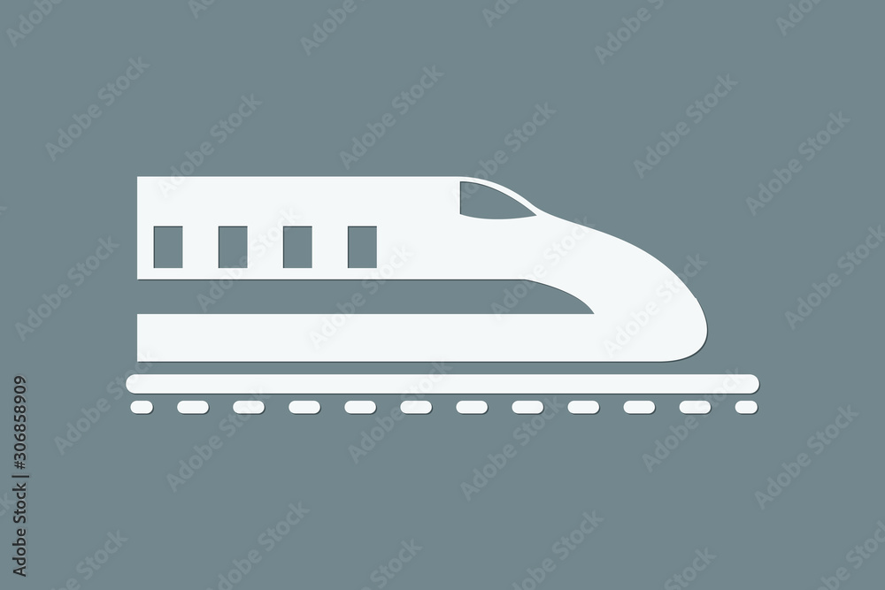A simple bullet train on rail using white color on dark background vector illustration to mean fast delivery system A simple bullet train on rail using white color on dark background vector illustration to mean fast delivery system
