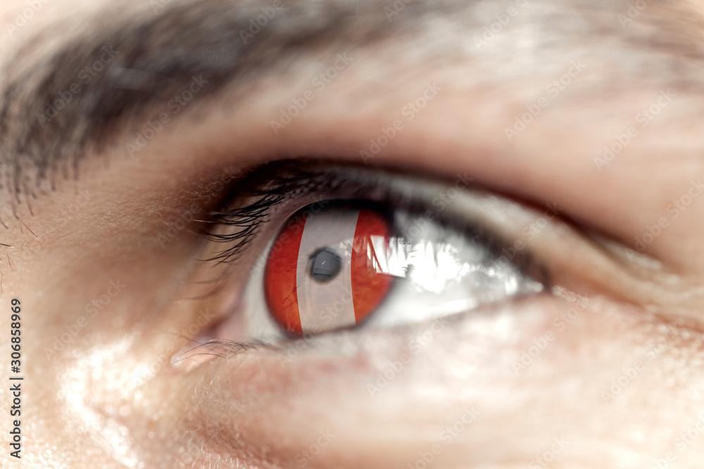 Obraz premium Flag of Albania reflects in a man brown eye - election, sport, hope, young, generation 