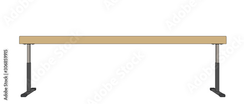 Balance beam. Vector outline illustration. Front view.