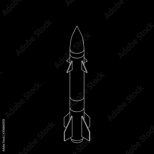 Military missile. 3d Vector outline illustration.