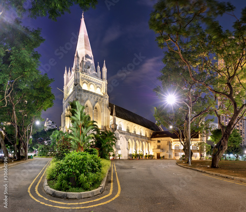 Singapore - Andrew's Cathedral at night photo