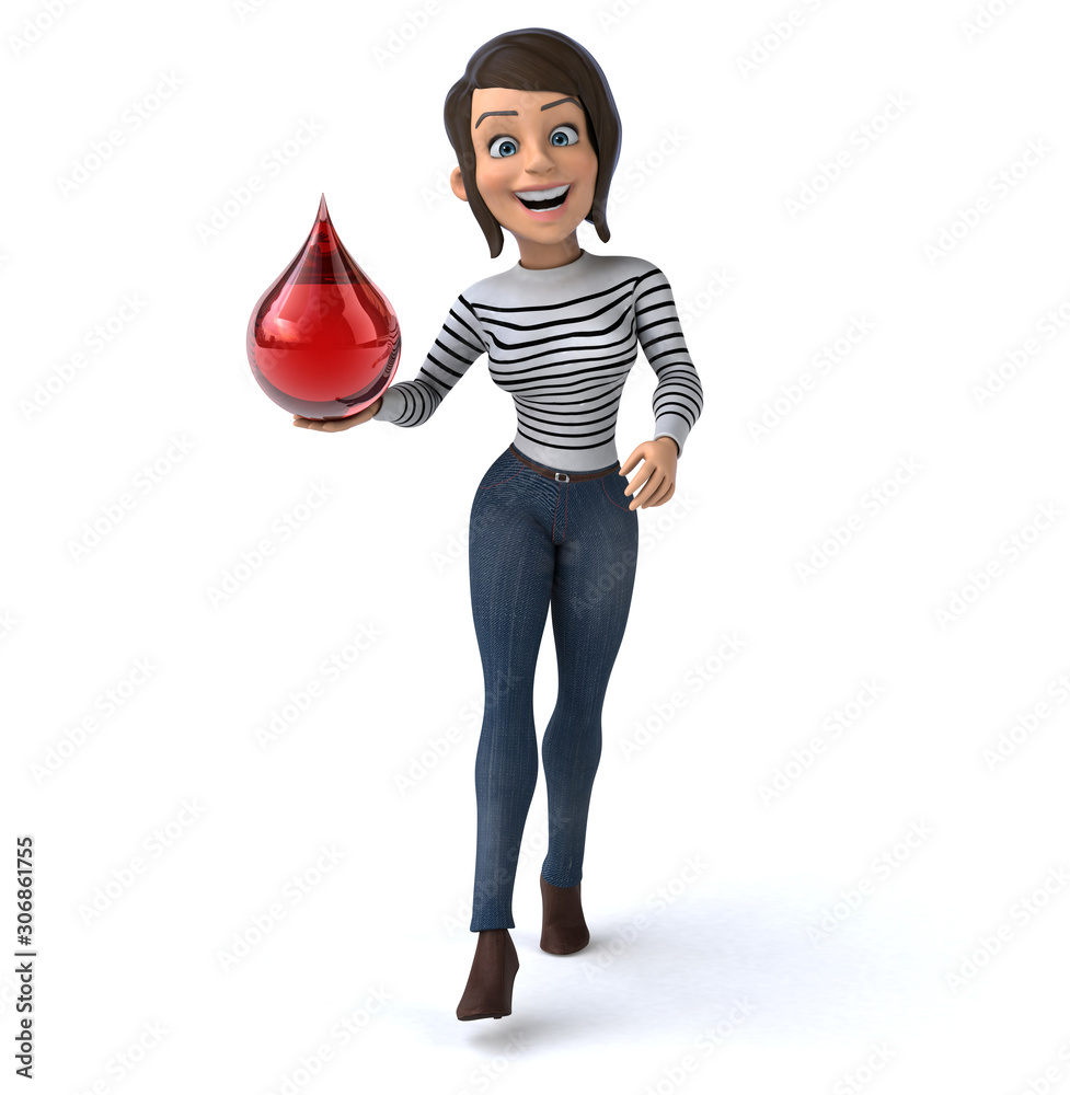 Fun 3D cartoon casual character woman Fun 3D cartoon casual character woman