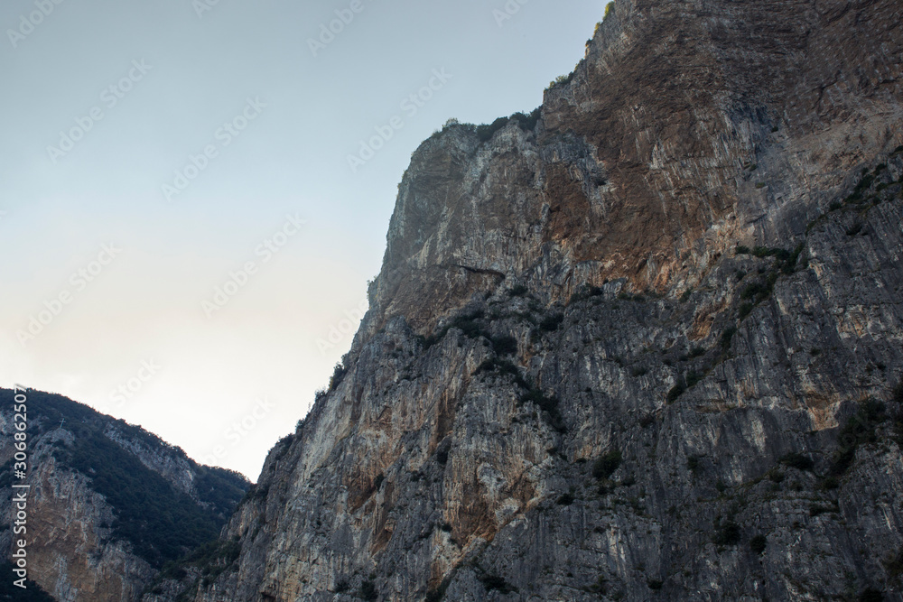 Rock wall on the shores of Lake Garda