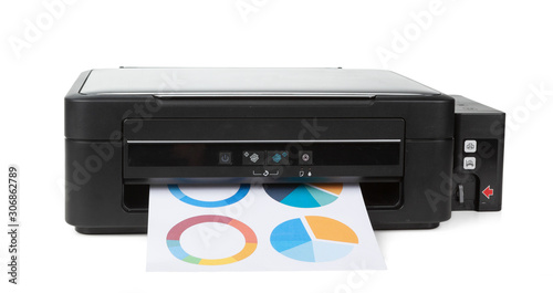 Multi purpose home printer isolated on white background