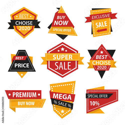Best price and special offer isolated icons, sale and discount