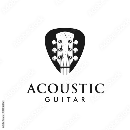 Acoustic guitar logo with guitar pick inspiration