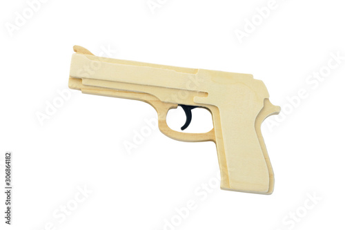 Toy wooden gun.