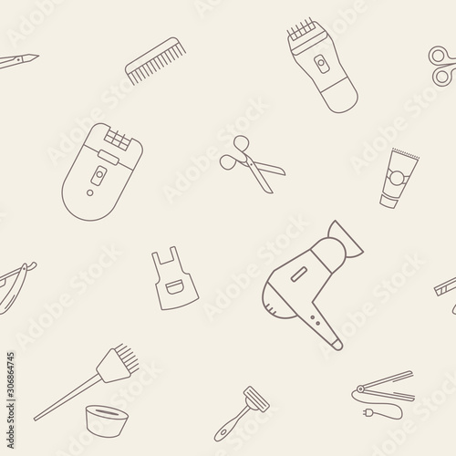 Hair Salon background - Vector seamless pattern of hairdressing and barber shop for graphic design