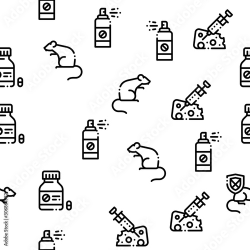 Rat Protect Seamless Pattern Vector Thin Line. Illustrations