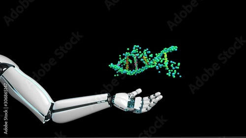 4k video animation robot hand DNA photo