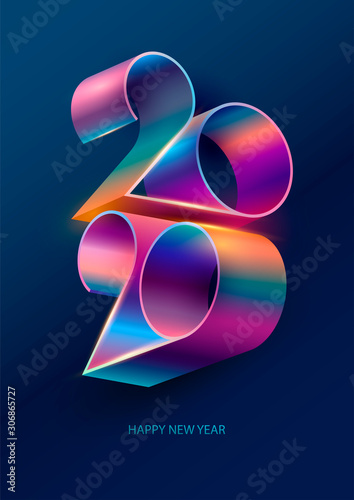 New year 2020. Colorful lettering design.