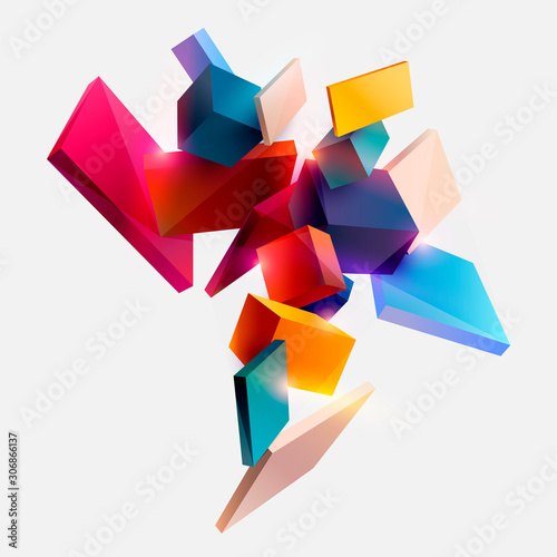 Fototapeta Naklejka Na Ścianę i Meble -  Abstract colorful composition with 3d cubes	