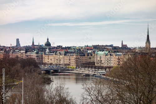 Cityscape of the Stockholm city in Sweden, the bay and Strandvagen street which is the most expensive one © mino21