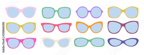 Summer sunglasses. Fashion colorful eyewear frames. Glasses models vector set
